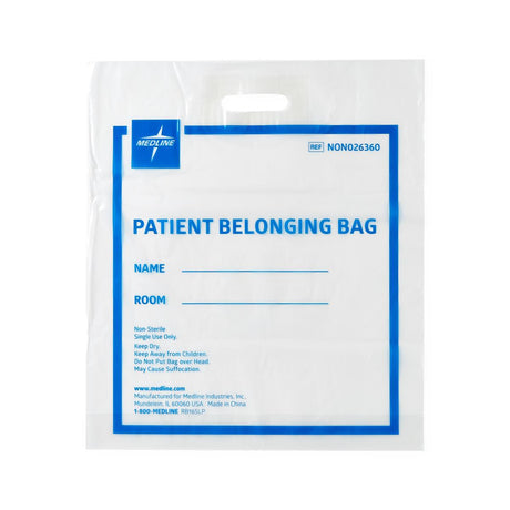 Medline Plastic Patient Belongings Bags with Patch Handle