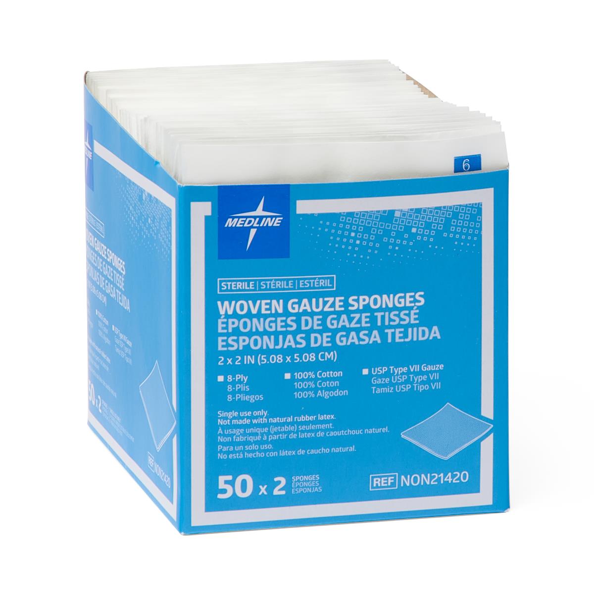 Medline Sterile 100% Cotton Woven Gauze Sponges