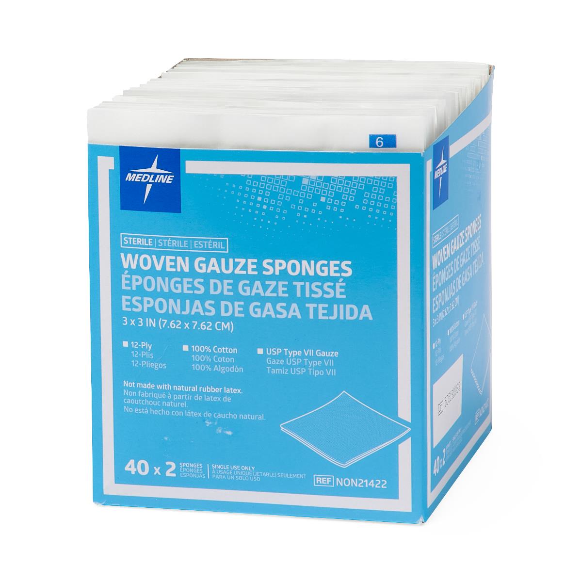 Medline Sterile 100% Cotton Woven Gauze Sponges