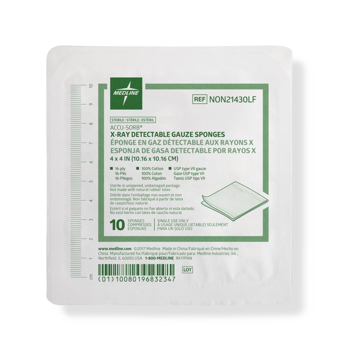 Medline Sterile 100% Cotton X-ray Detectable Gauze Sponges - BeHope