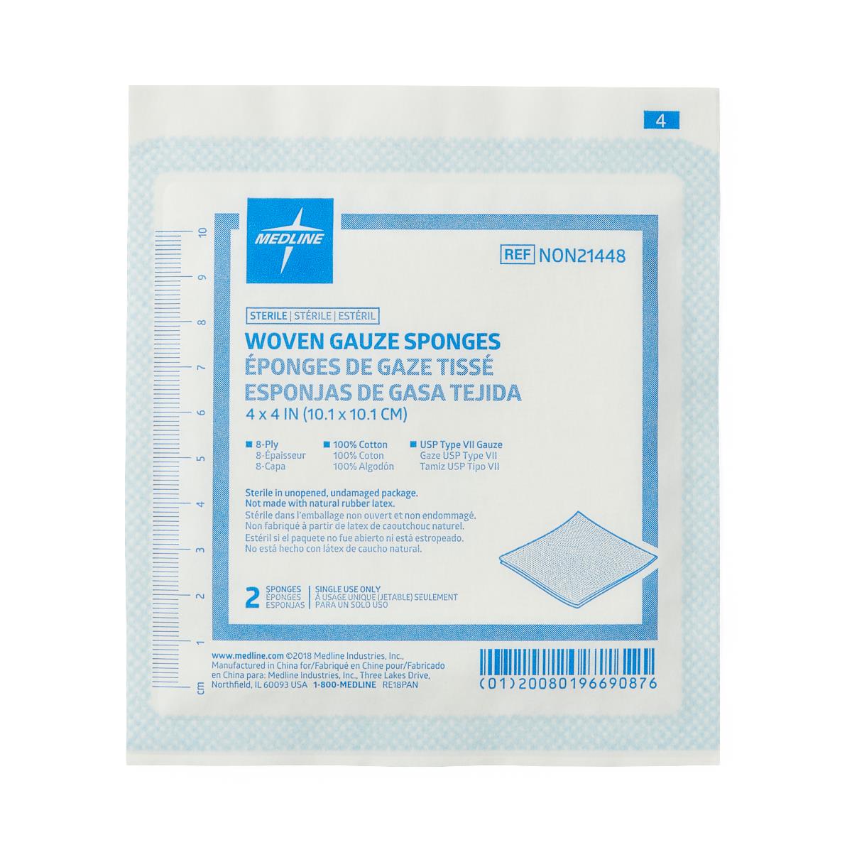Gauze Sponge Medline 8-ply Sterile 2 Per Pack