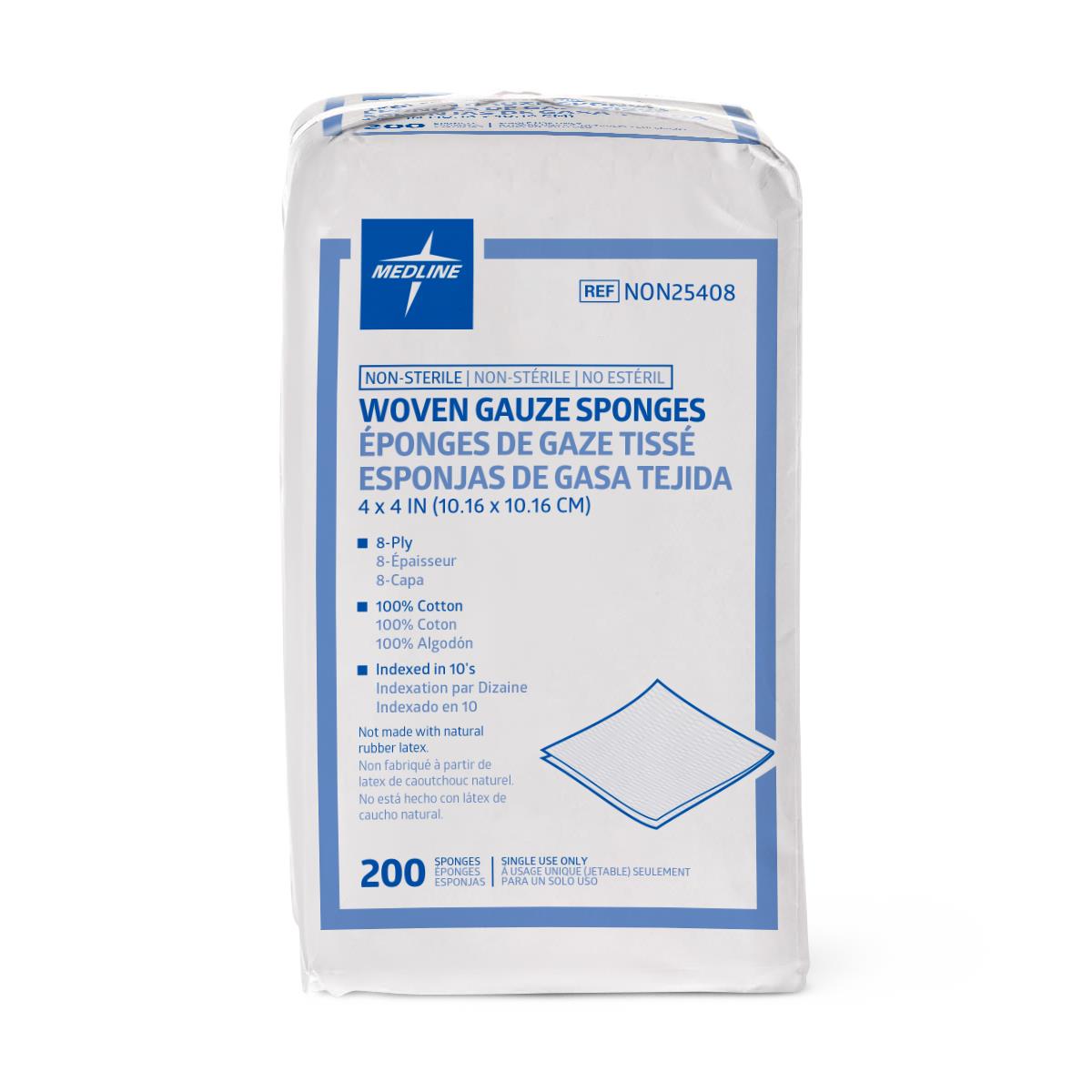 Medline Nonsterile 100% Cotton Woven Gauze Sponges