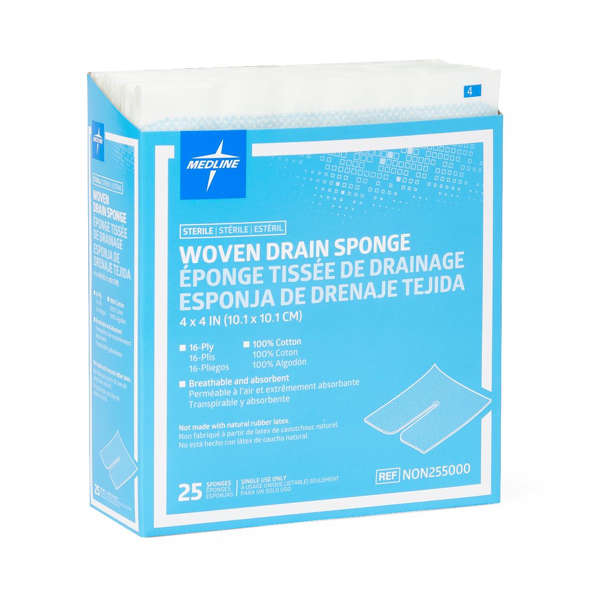Medline Sterile 100% Cotton Fenestrated Trach Drain Sponges - BeHope