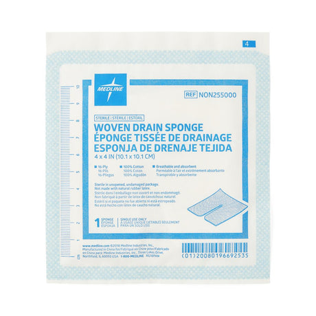 Medline Sterile 100% Cotton Fenestrated Trach Drain Sponges