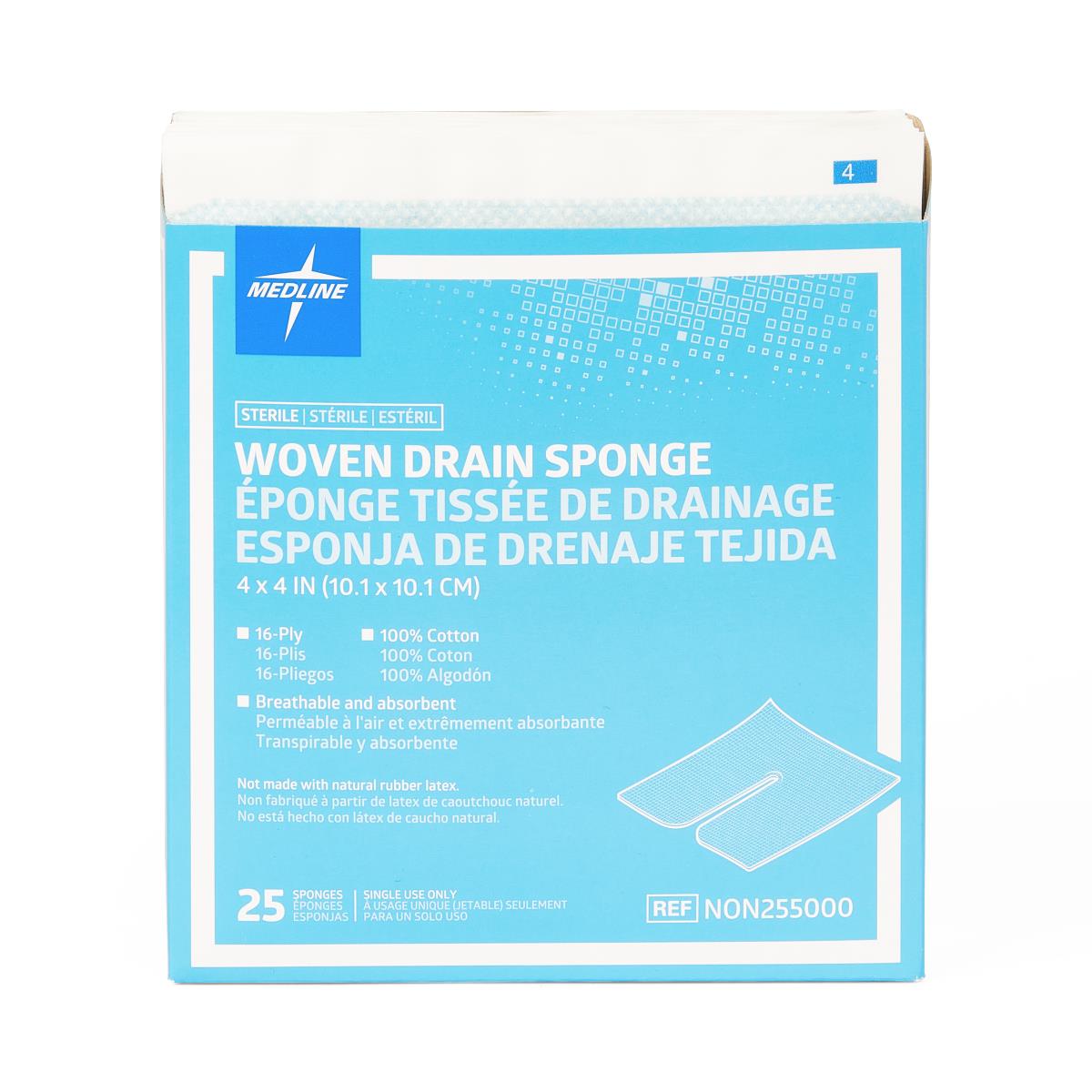 Medline Sterile 100% Cotton Fenestrated Trach Drain Sponges - BeHope