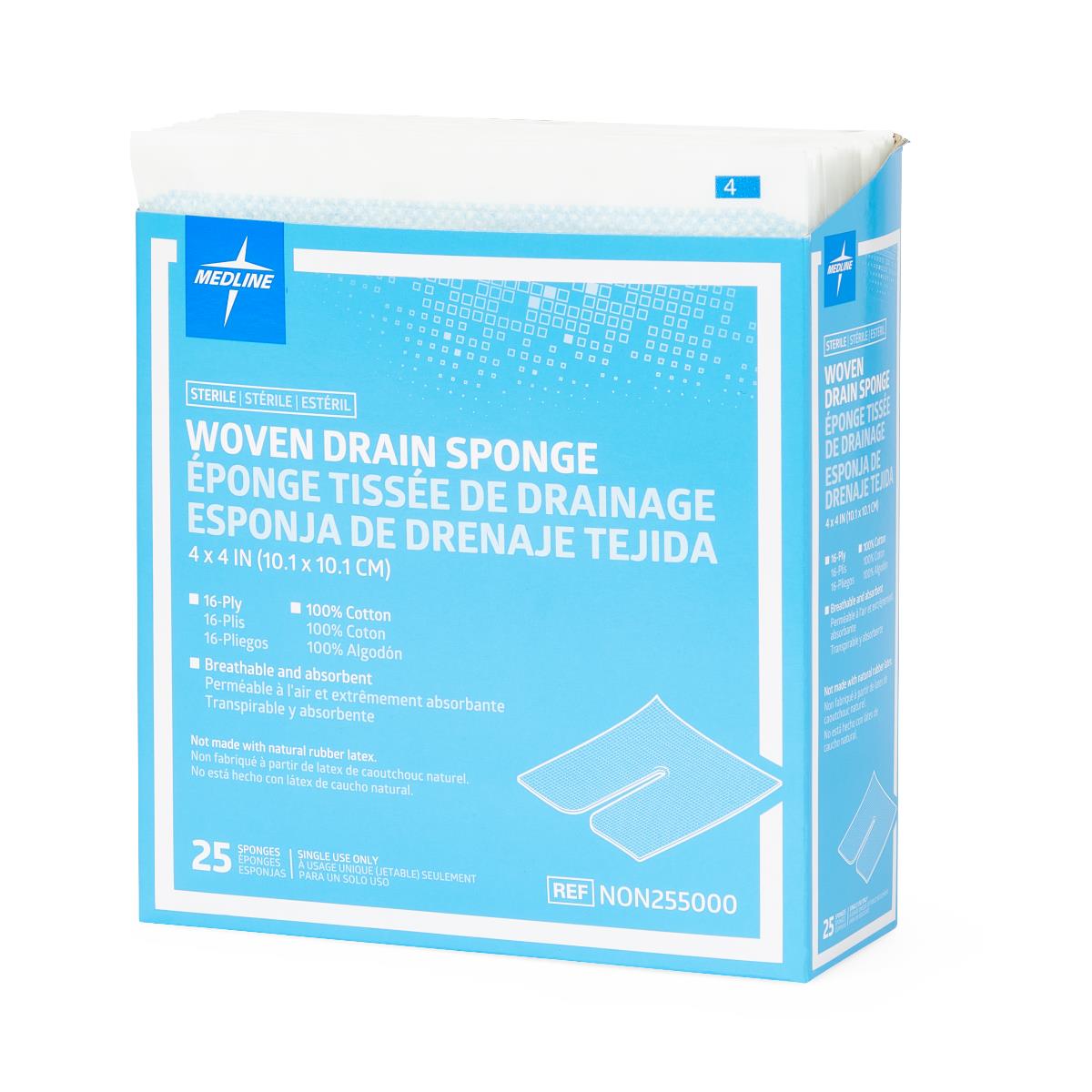 Medline Sterile 100% Cotton Fenestrated Trach Drain Sponges - BeHope