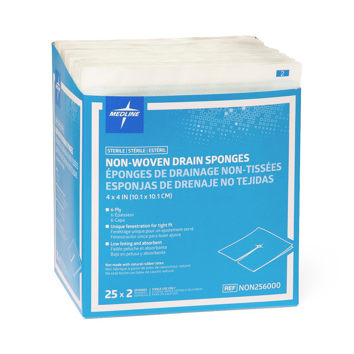 Medline Sterile Nonwoven Gauze Drain Sponges