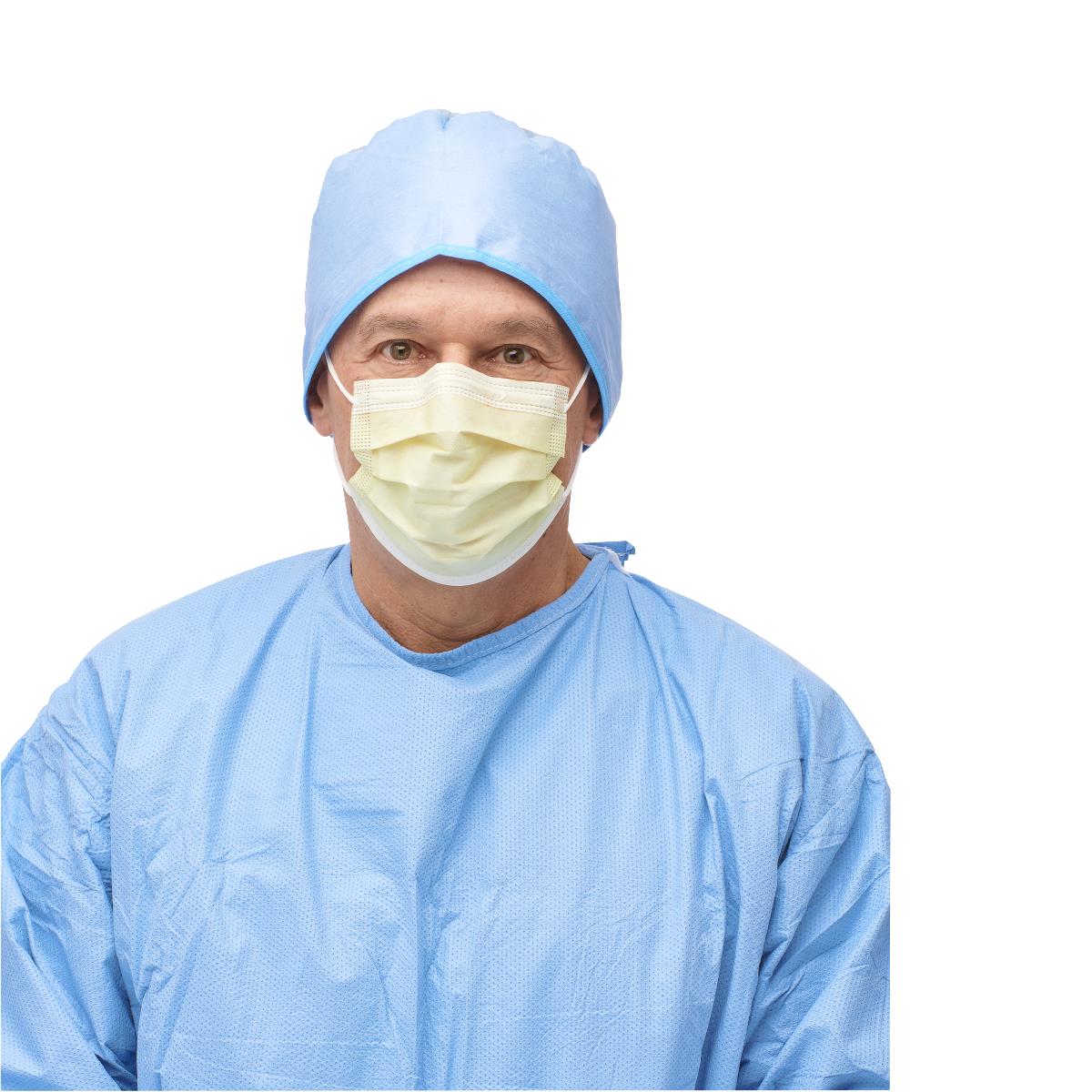 Medline ASTM Level 1 Yellow Procedure Face Mask with Ear Loops
