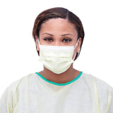 Medline ASTM Level 1 Yellow Procedure Face Mask with Ear Loops