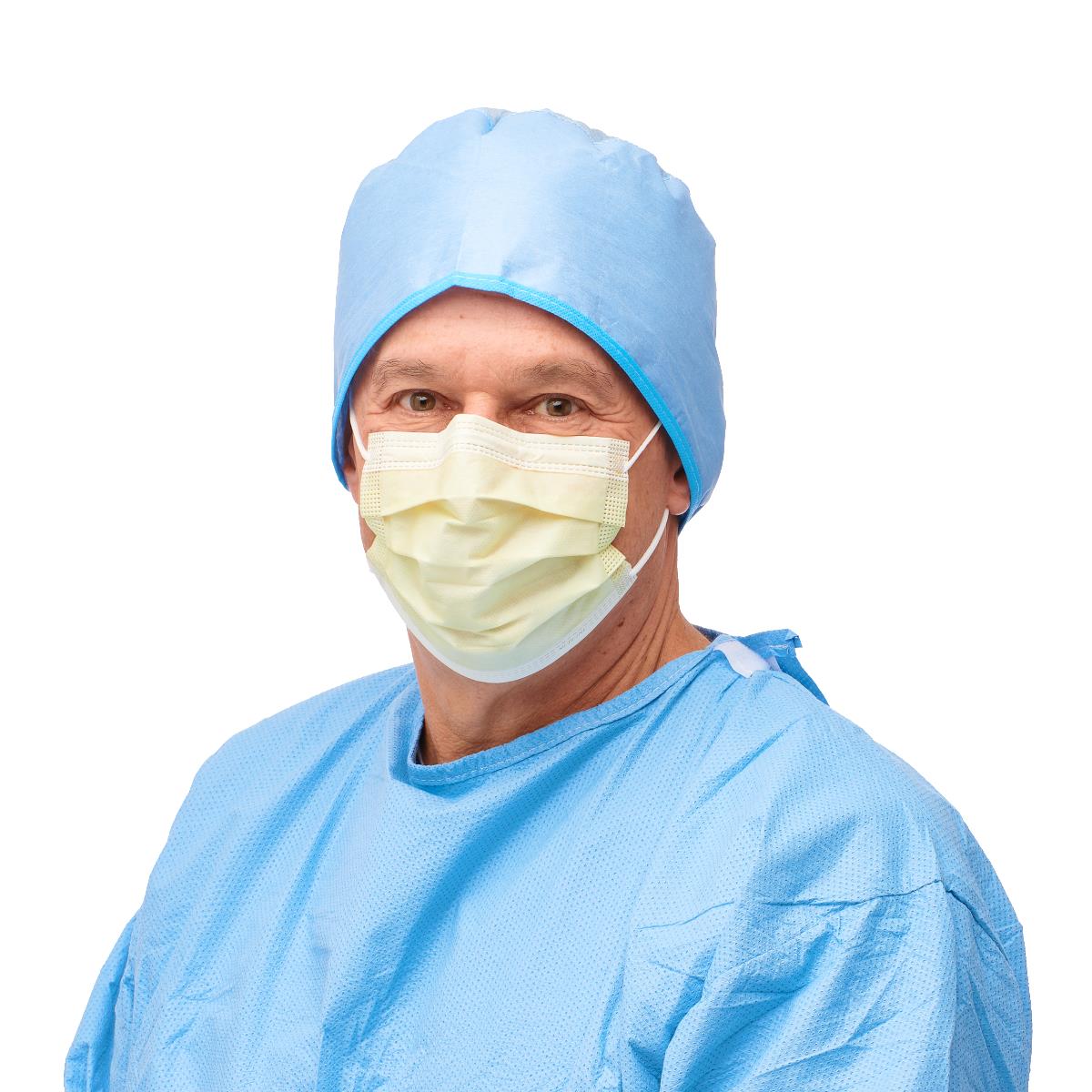 Medline ASTM Level 1 Yellow Procedure Face Mask with Ear Loops