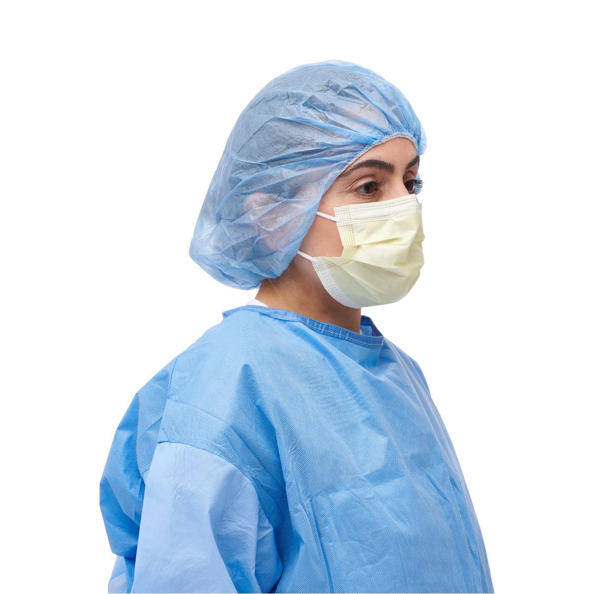 Medline ASTM Level 1 Yellow Procedure Face Mask with Ear Loops