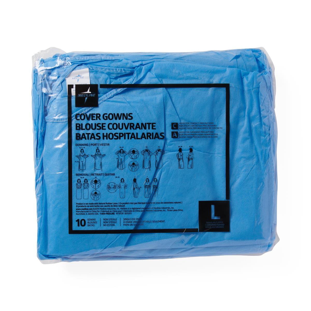 Medline Disposable Full Back SMS Cover Gown