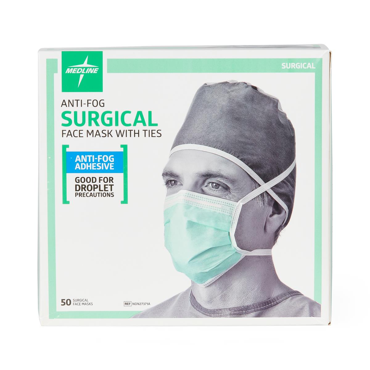 Medline ASTM Level 1 Surgical Face Mask with Anti-Fog and Ties