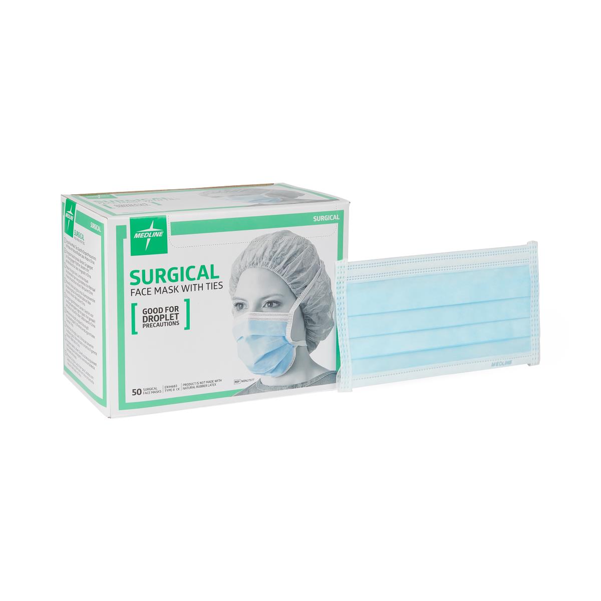Medline ASTM Level 1 Surgical Face Masks with Ties