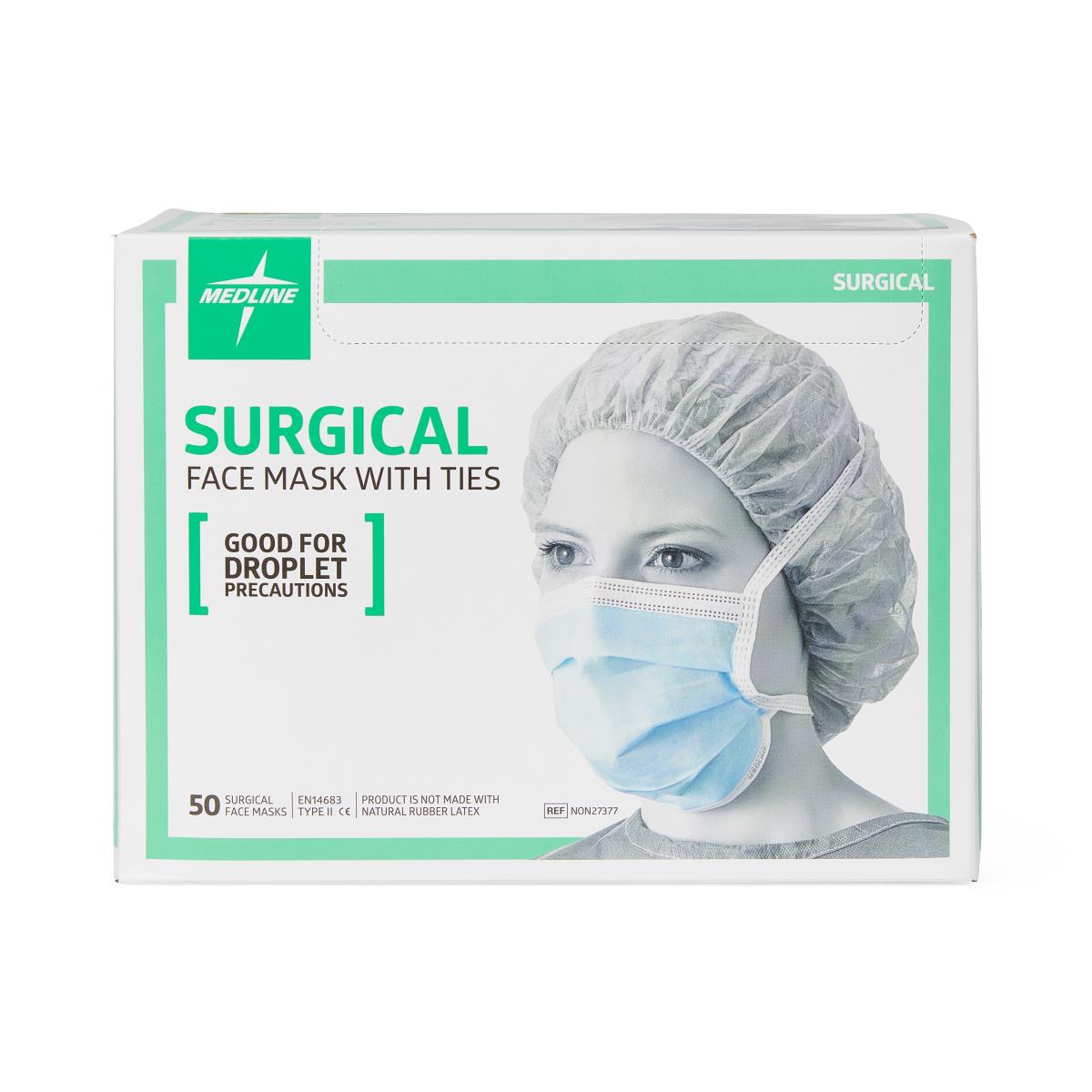 Medline ASTM Level 1 Surgical Face Masks with Ties
