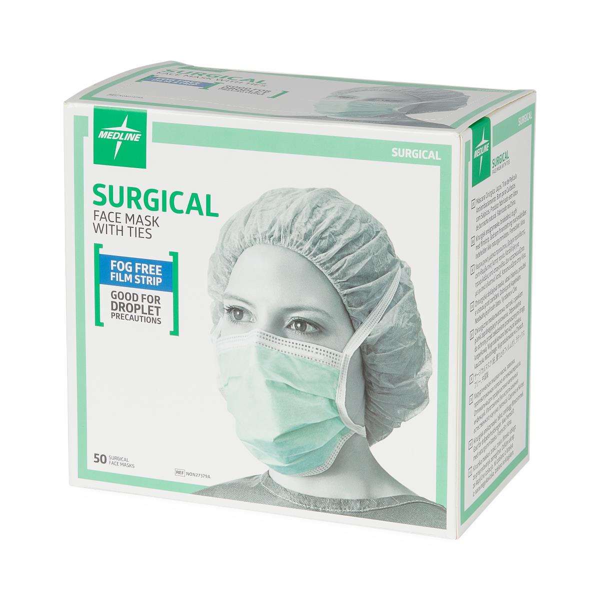 Medline ASTM Level 1 Surgical Face Mask with Anti-Fog and Ties