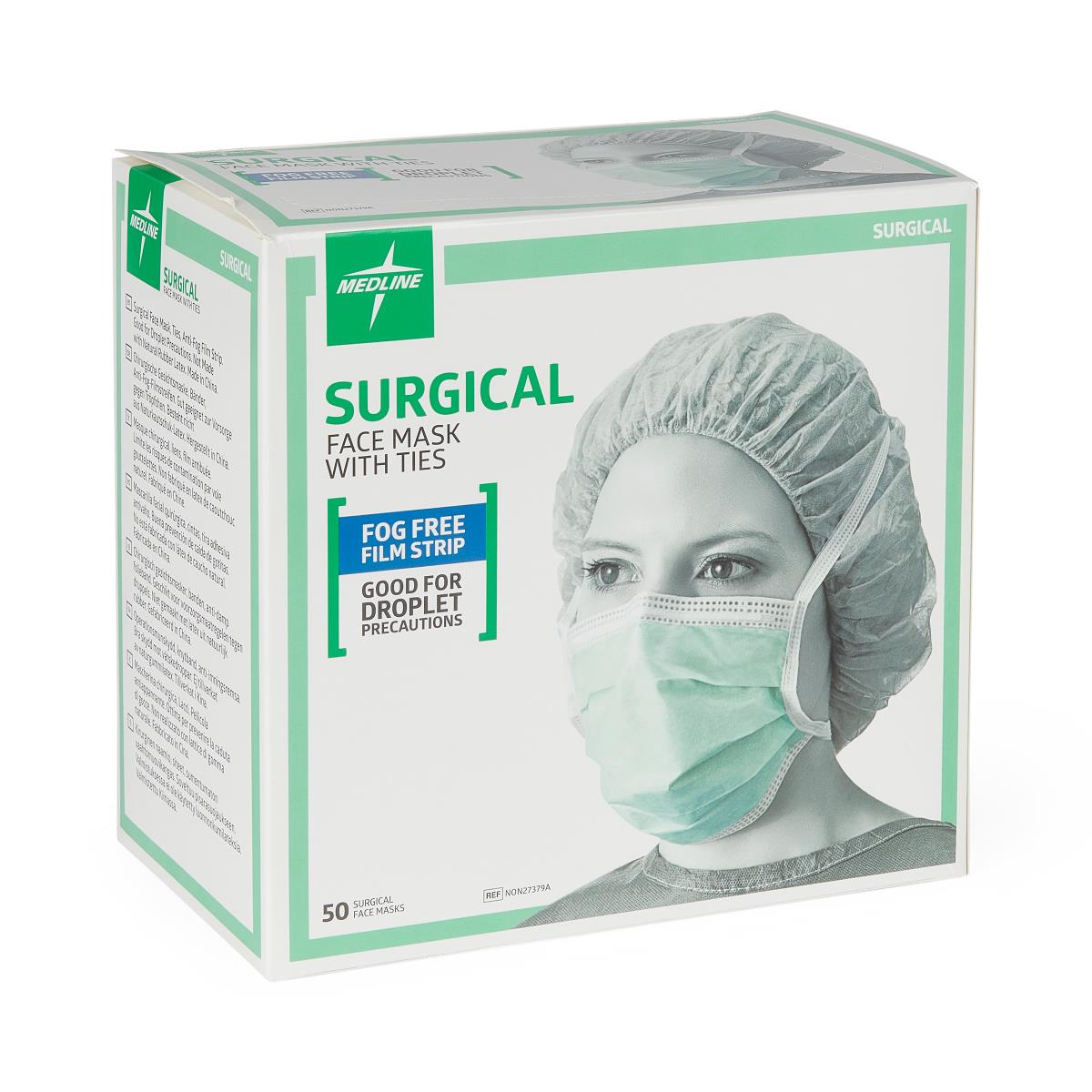Medline ASTM Level 1 Surgical Face Mask with Anti-Fog and Ties