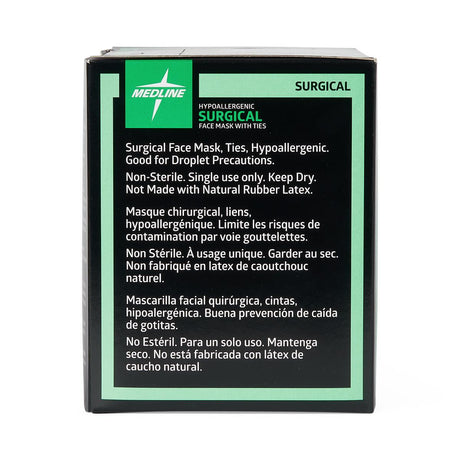 Medline ASTM Level 1 Surgical Mask with Hypoallergenic Filter and Ties