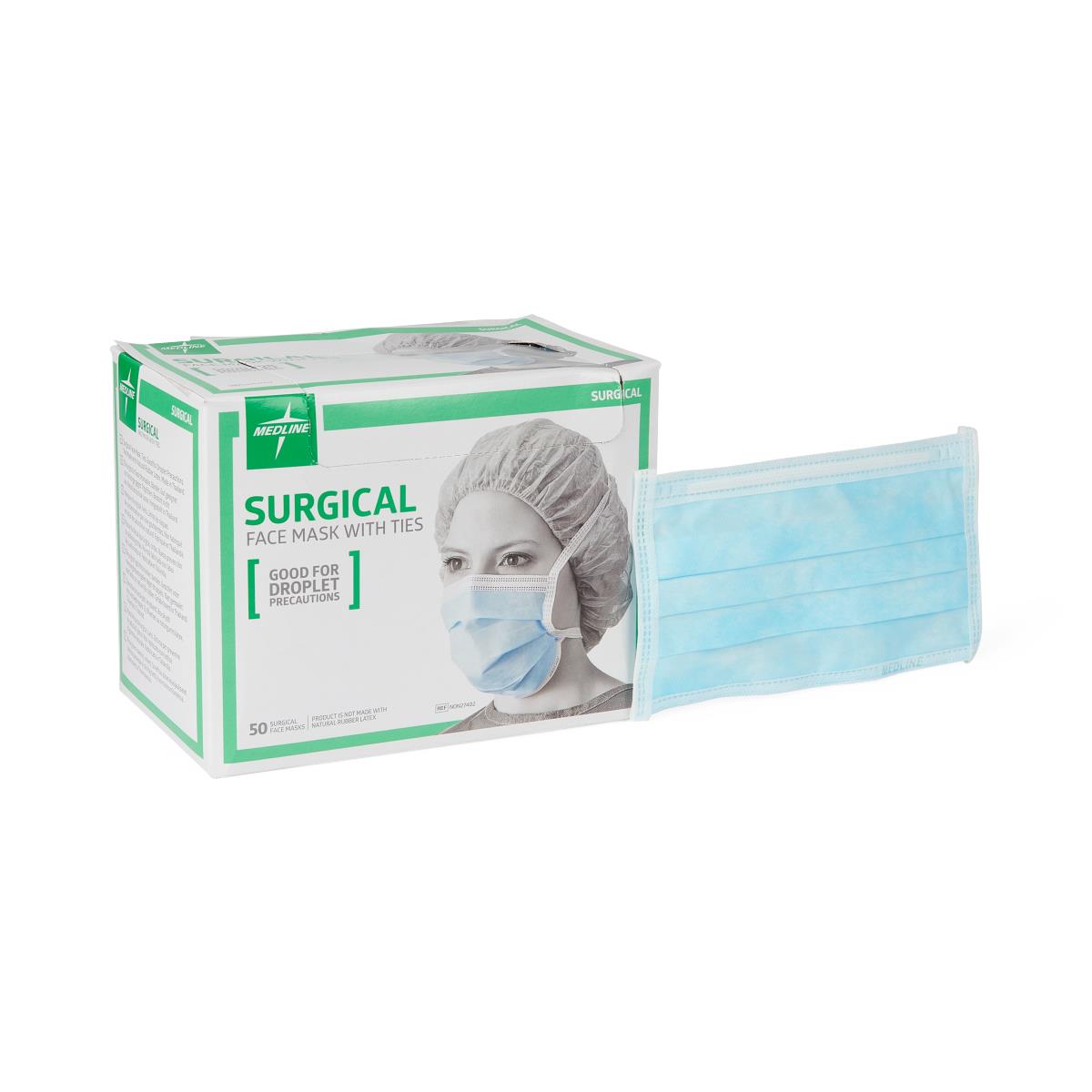 Medline ASTM Level 1 Surgical Face Masks with Ties