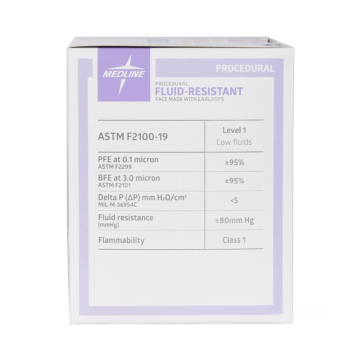 Medline ASTM L1 Proc. Face Mask with Anti-Fog Strip and Ear Loops