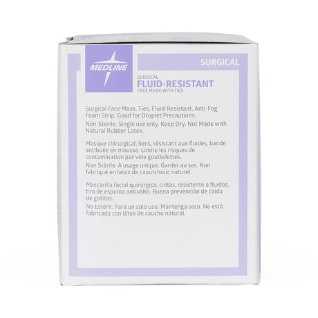Medline ASTM L1 Surgical Face Mask with Anti-Fog Foam and Ties