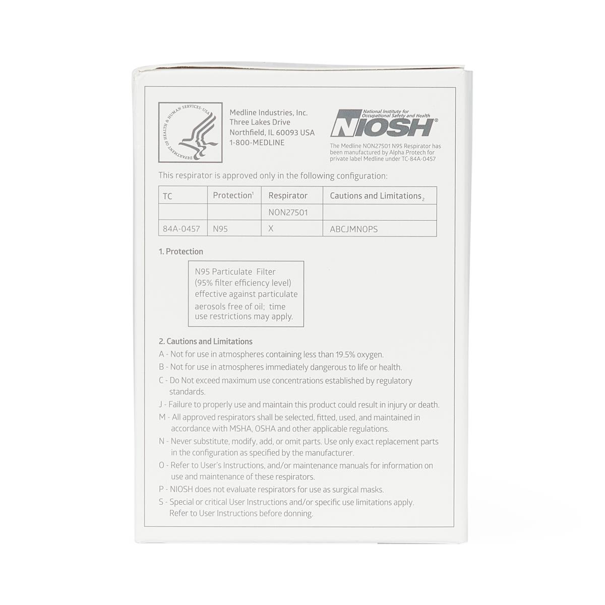 Medline N95 Flat-Fold Particulate Respirator Masks