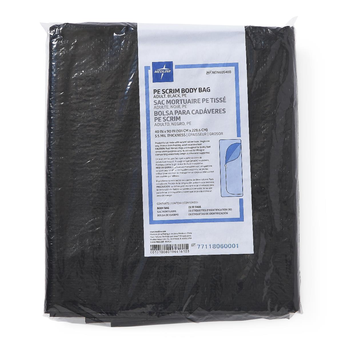 Medline Adult Body Bags With Id Toe Tags - BeHope