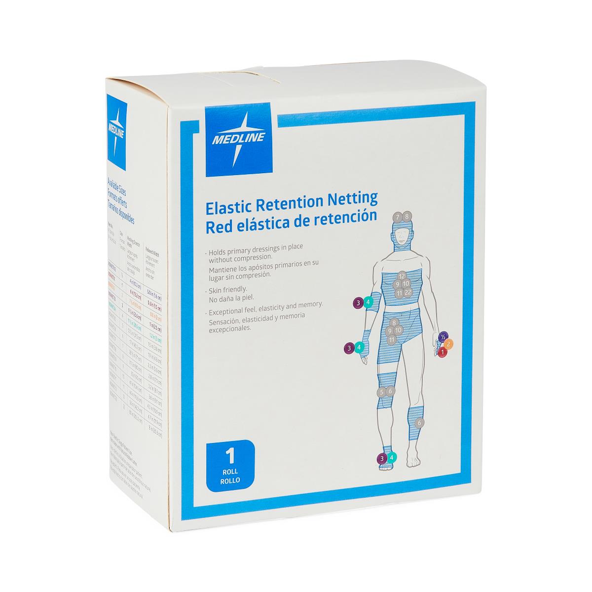Various sizes of Medline stretch tubular elastic dressing retention nets.