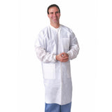 Medline Disposable Knit Cuff / Knit Collar Multilayer Lab Coats