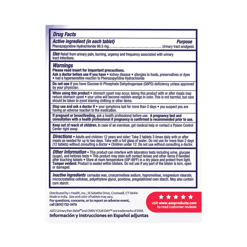 Azo Urinary Pain Relief Tablets - BeHope