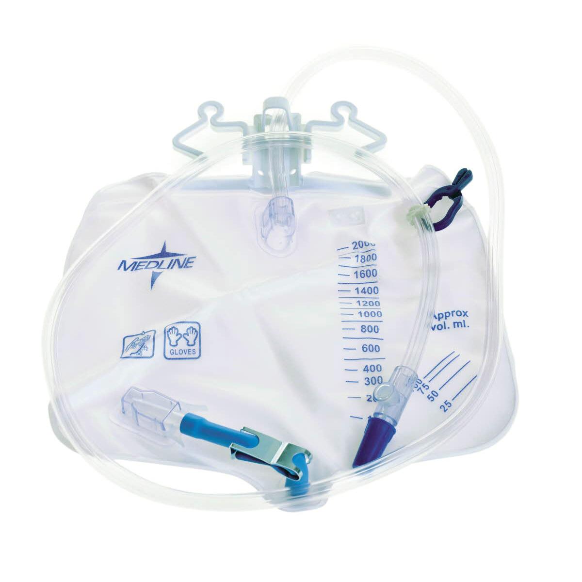 Urinary Drain Bag With Anti-reflux Tower And Metal Clamp Drainage Port (pack Of 20)
