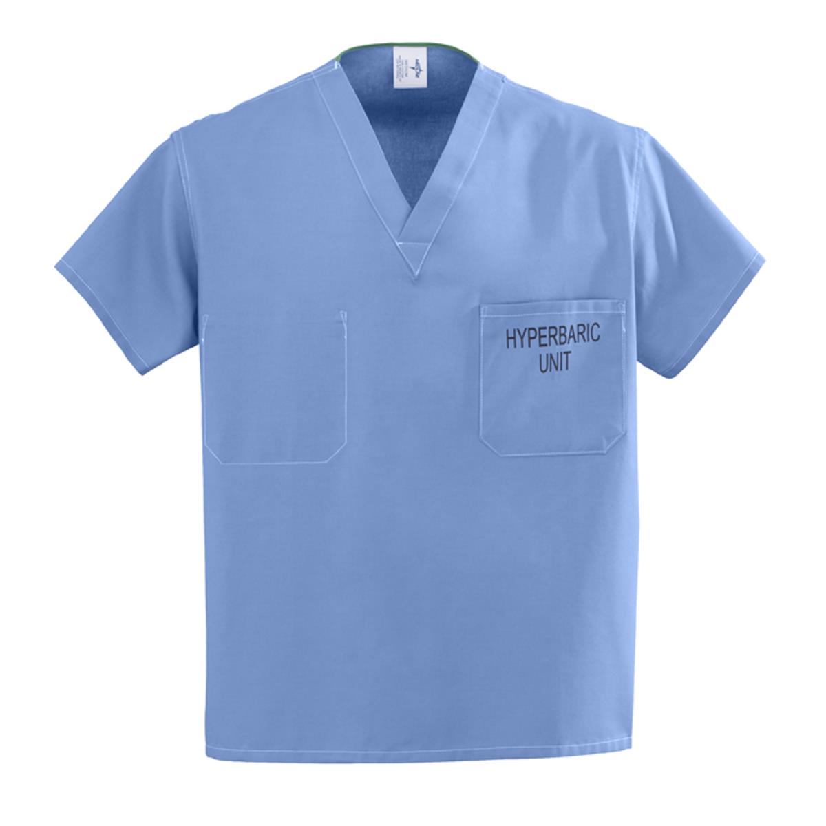 CottonCare Unisex 1-Pocket Scrub Tops for Hyperbaric Units (Style 658)