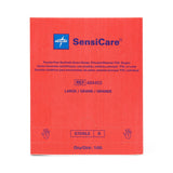 Sensicare powder-free stretch vinyl sterile exam gloves, box packaging.