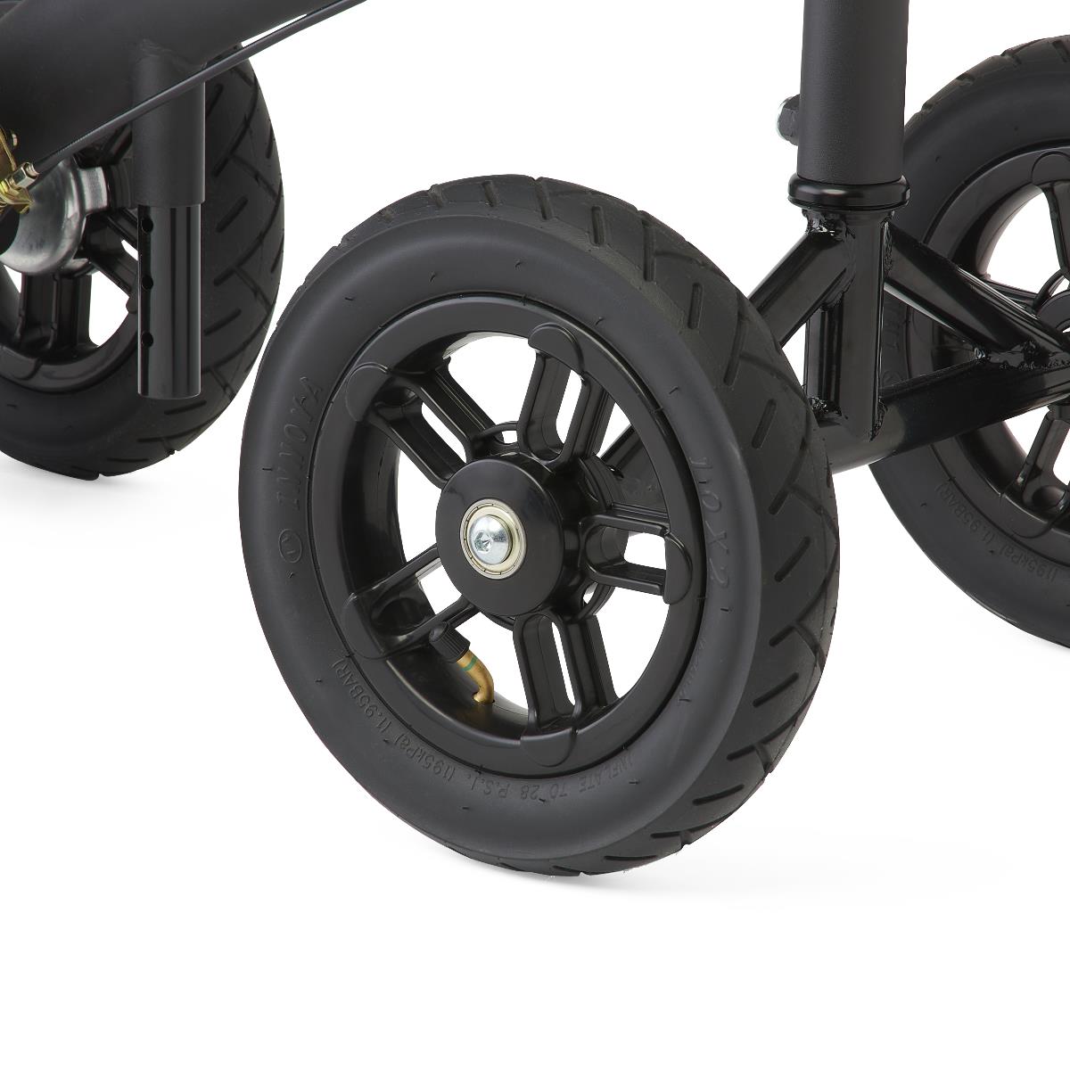 All-terrain Knee Walker Jr. with 8-inch wheels, close-up of brake.