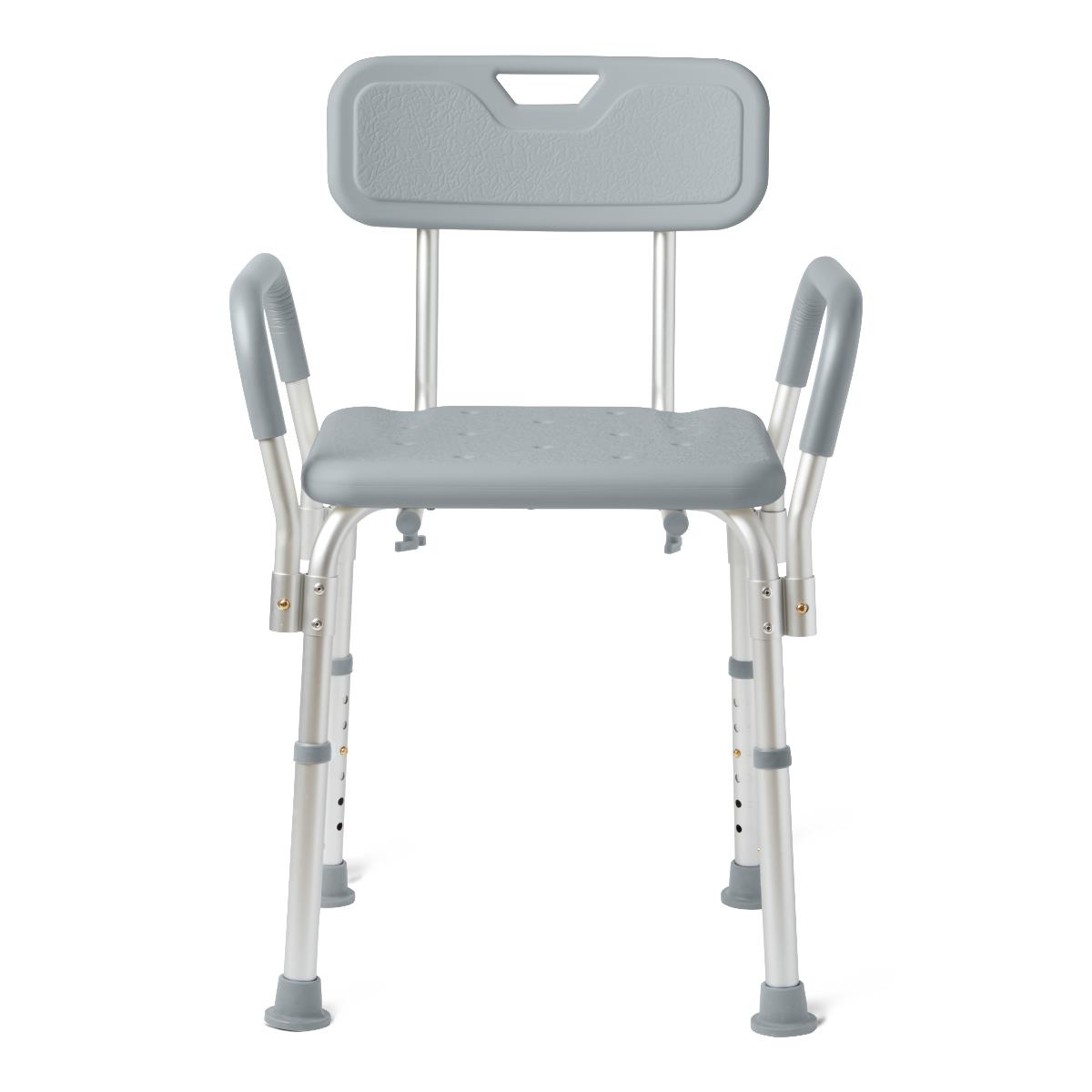 Medline shower chair with arms and back, shown from a different angle.