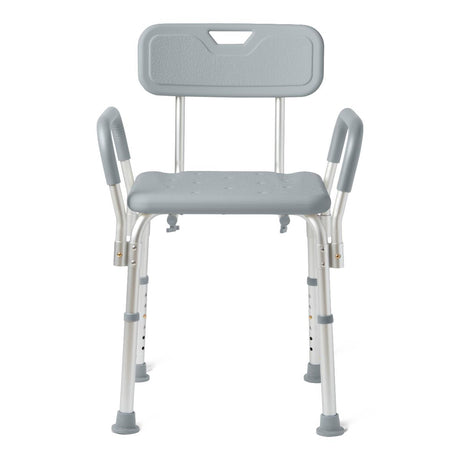 Medline shower chair with arms and back, shown from a different angle.