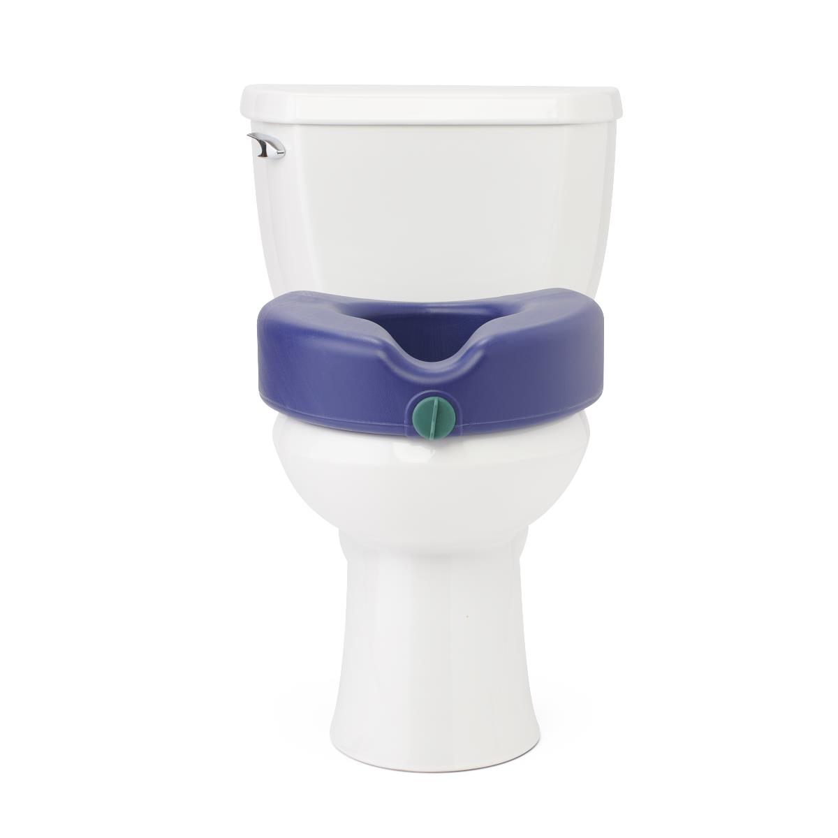 Medline Heavy Duty Raised Toilet Seat, demonstrating stability and weight capacity.