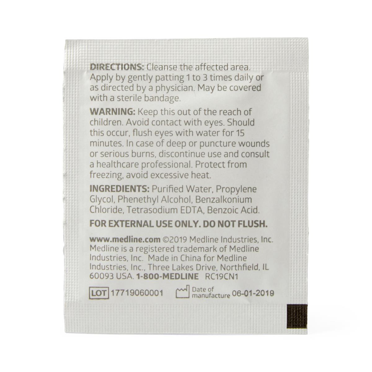 Medline Obstetrical Cleaning Towelettes, open package revealing multiple towelettes inside.