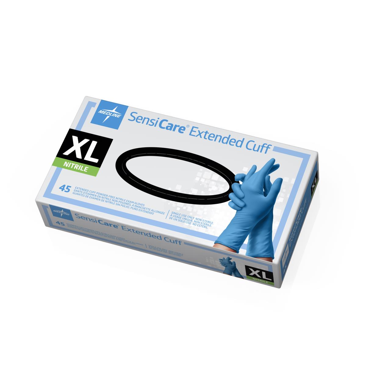 Sensicare Powder-free Nitrile Glove With 12" Extended Length Cuff Small Latex-free Blue