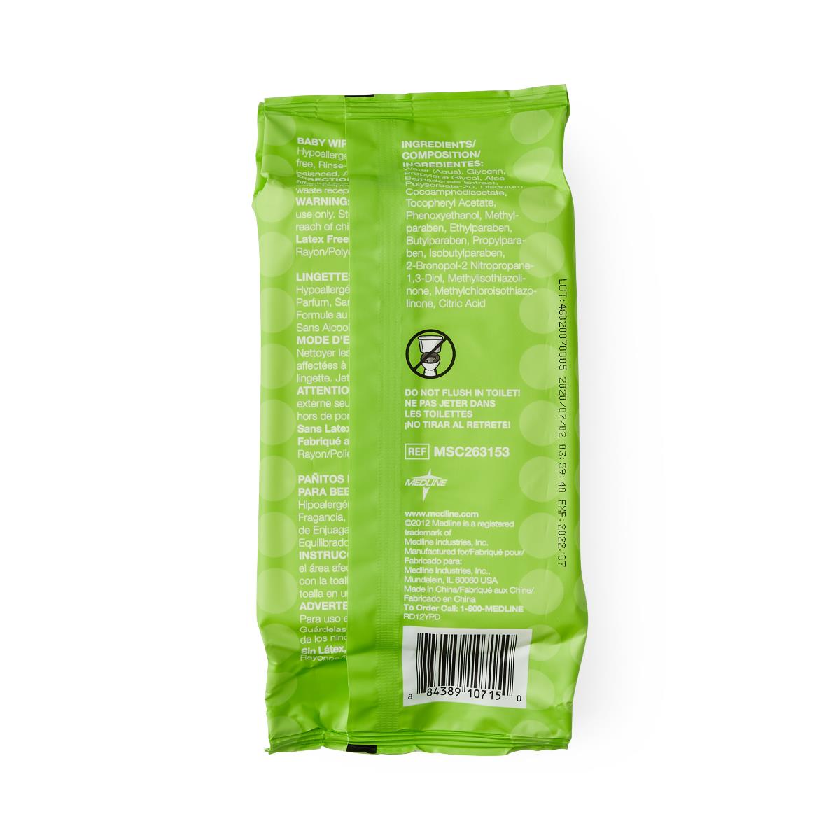 Medline Hypoallergenic Fragrance-Free Baby Wipes