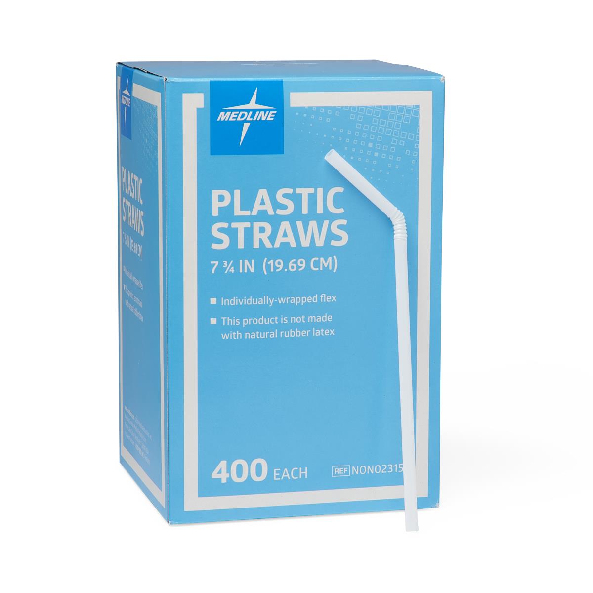 Medline Flexible Plastic Drinking Straws