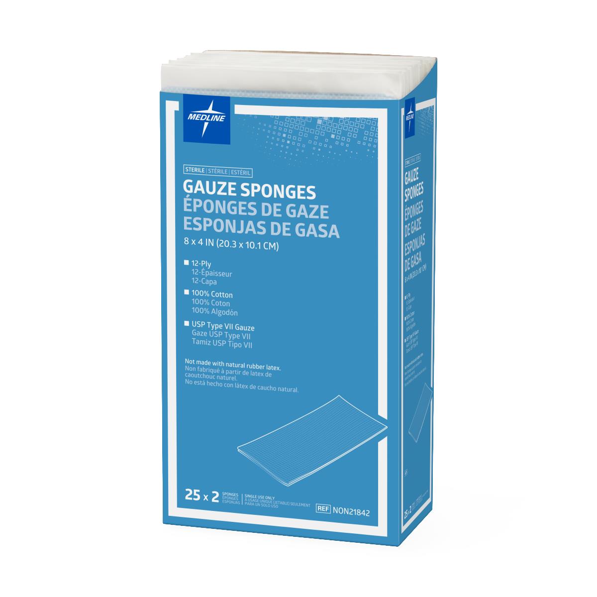 Medline Sterile 100% Cotton Woven Gauze Sponges