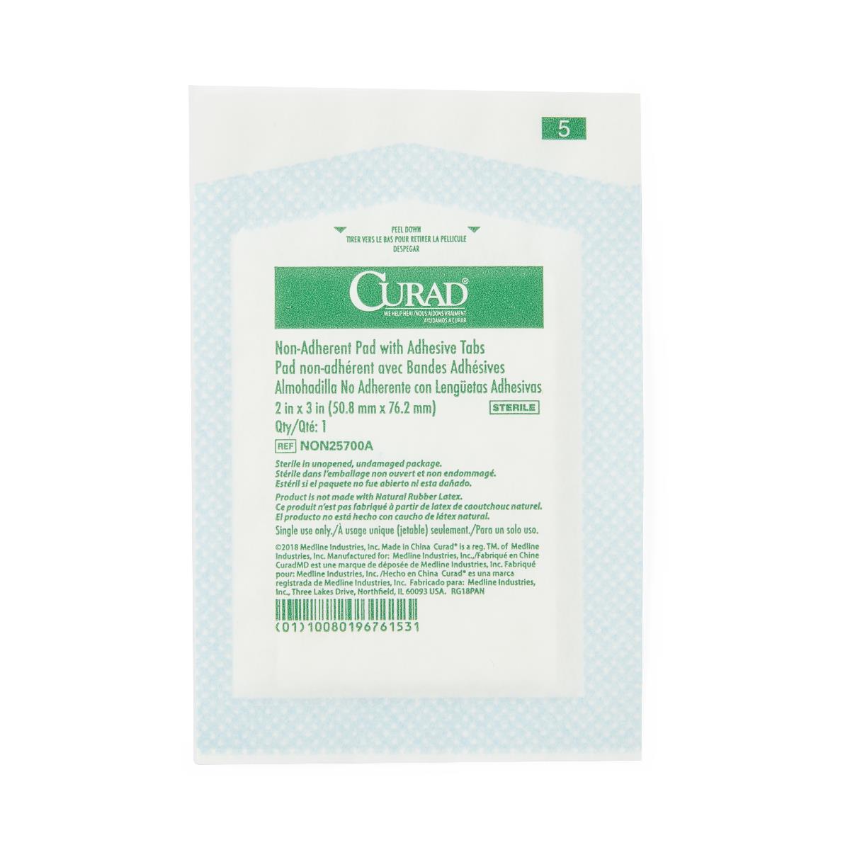 CURAD Sterile Nonadherent Pads with Adhesive Tabs
