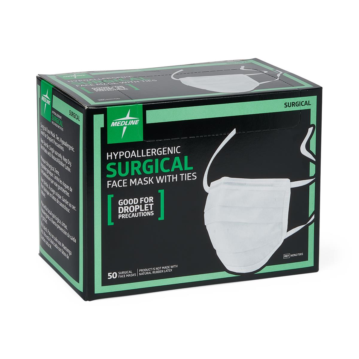 Medline ASTM Level 1 Surgical Mask with Hypoallergenic Filter and Ties