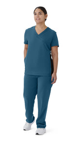 Staten AVE Women's Yoga-Style Scrub Tops with Zipper Pockets (Style 4865)