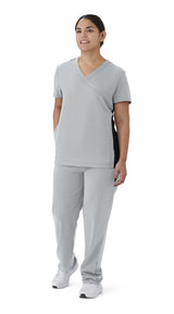 Staten AVE Women's Yoga-Style Scrub Tops with Zipper Pockets (Style 4865)