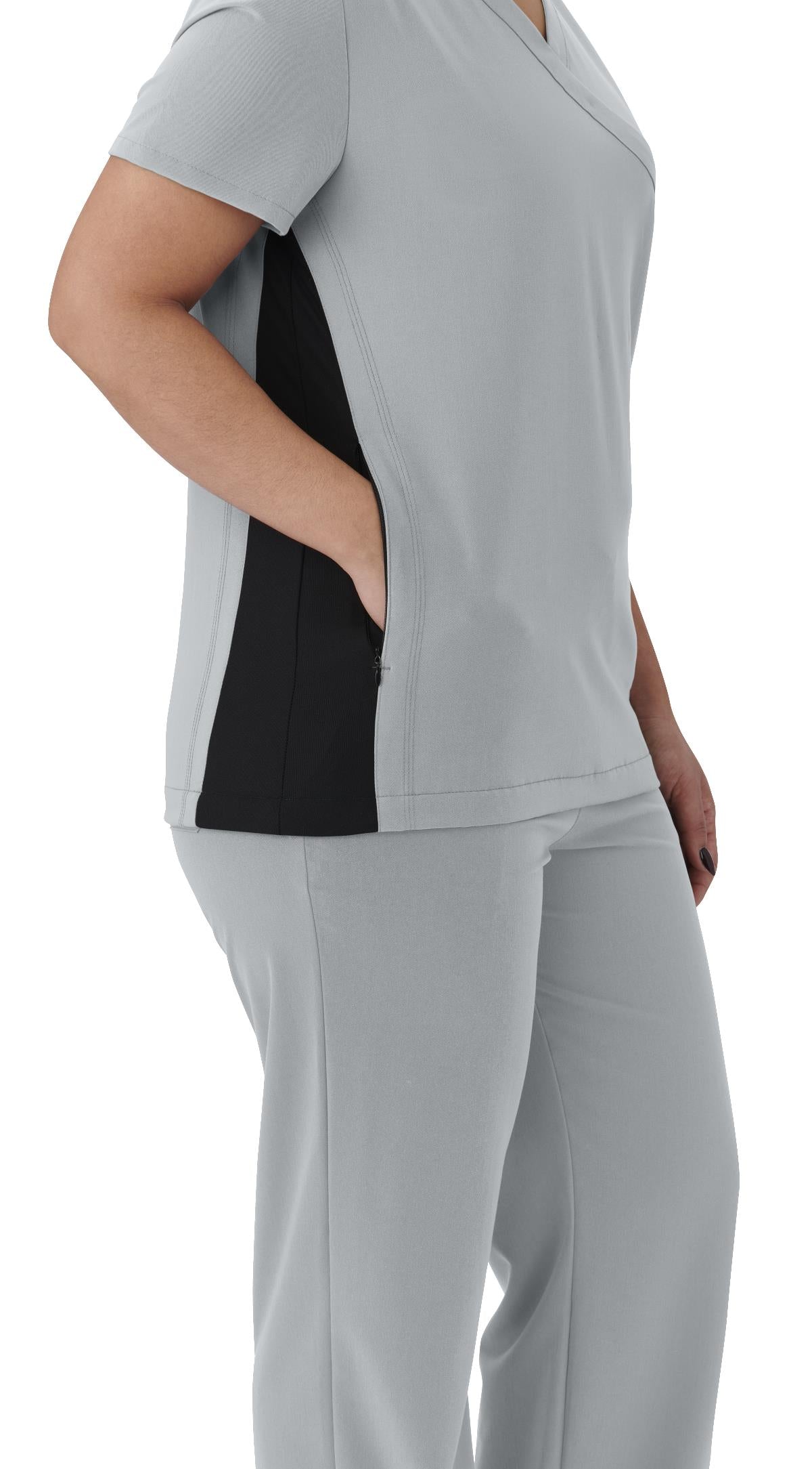 Staten AVE Women's Yoga-Style Scrub Tops with Zipper Pockets (Style 4865)