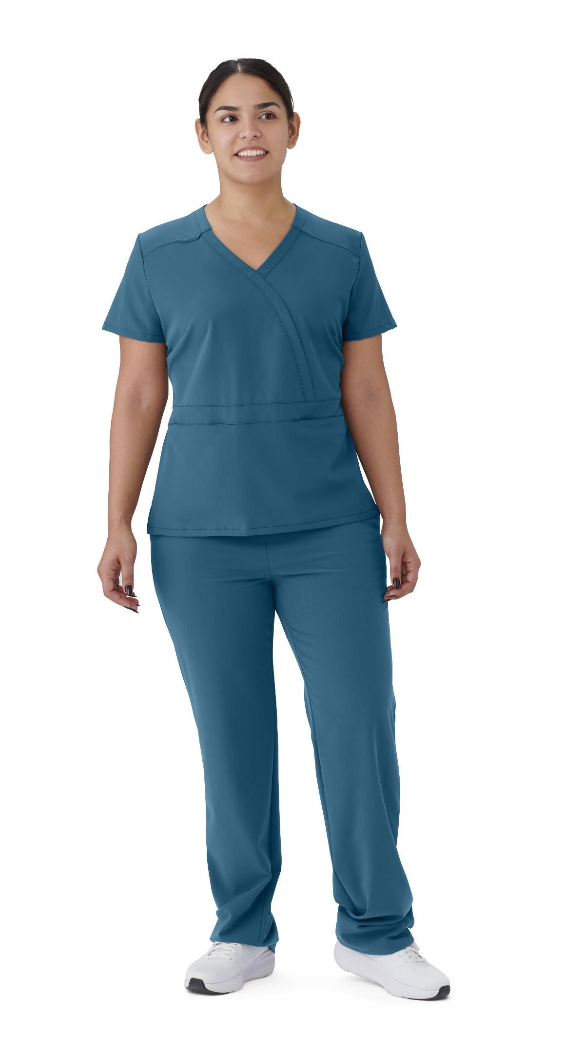 Brooklyn AVE Women's Mock Wrap 2-Pocket Scrub Tops (Style 48787)