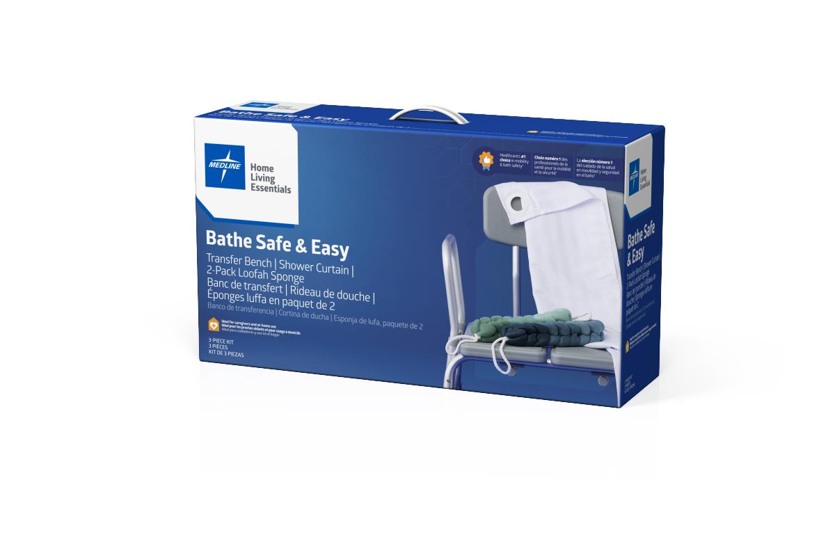 Medline Bathe Safe and Easy Kit for Caregivers with Shower Transfer Bench
