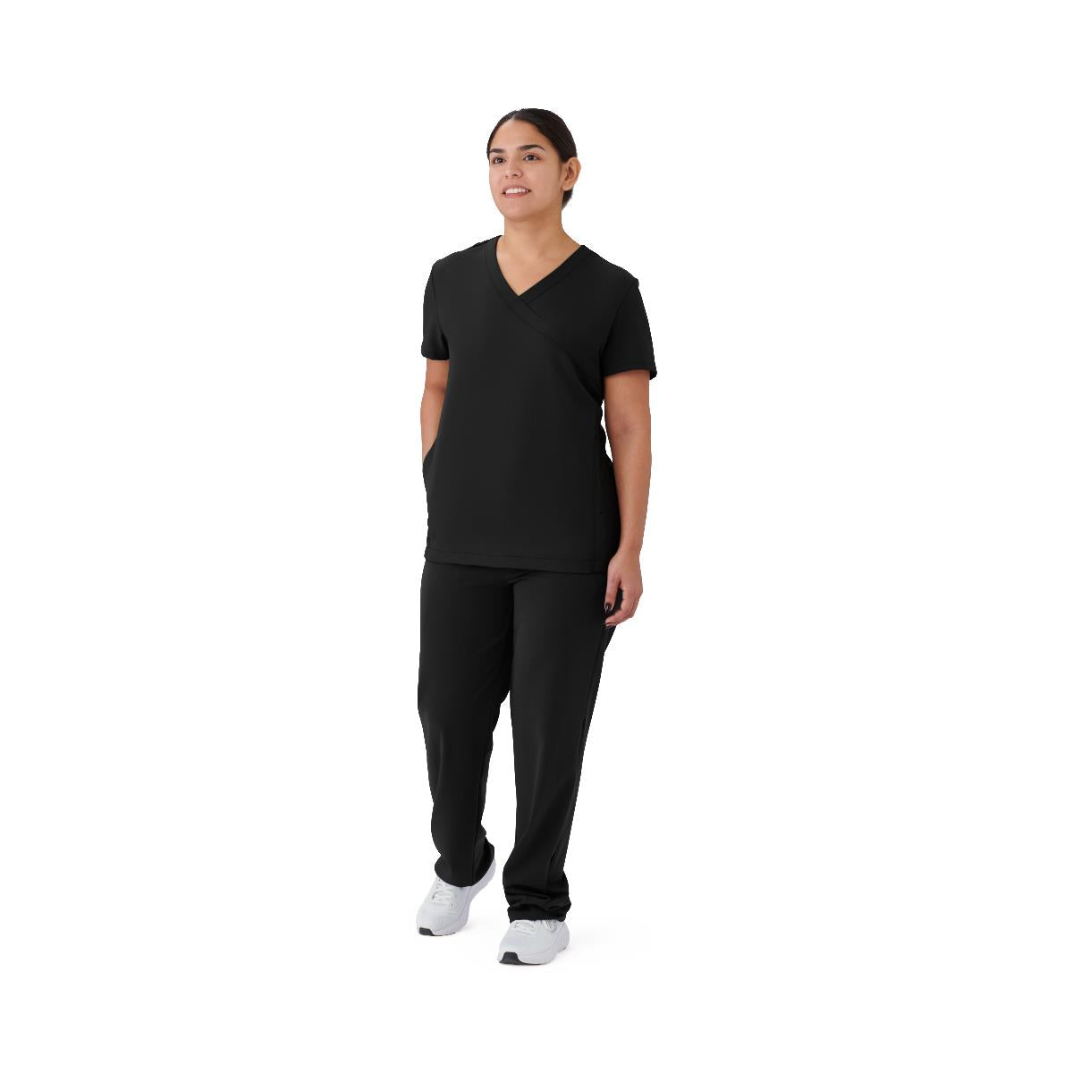 Staten AVE Women's Yoga-Style Scrub Tops with Zipper Pockets (Style 4865)
